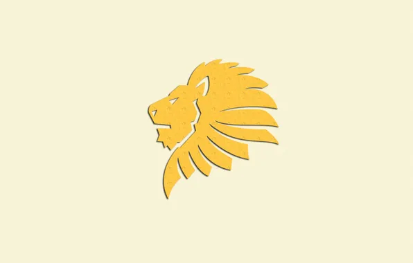 Yellow, minimalism, Leo, head, light background, lion, king