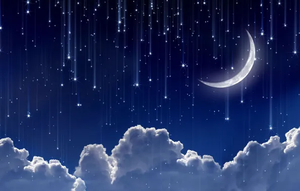 The sky, space, stars, clouds, night, lights, background, widescreen