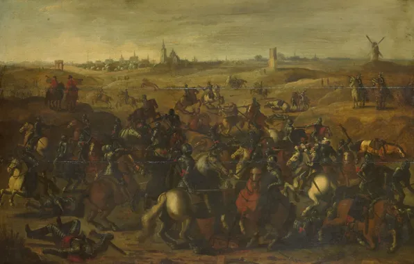 Oil, picture, 1650, Sebastian Vranx, Sebastiaan Vrancx, in the Fugt wasteland, The battle between Breote …