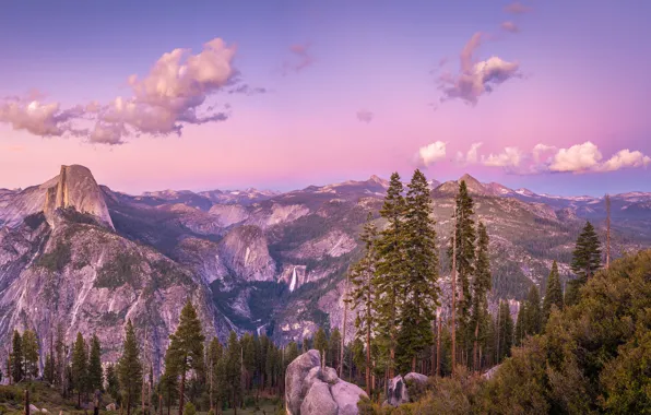 Trees, mountains, CA, USA, Yosemite, California, Yosemite Valley, Glacier Point