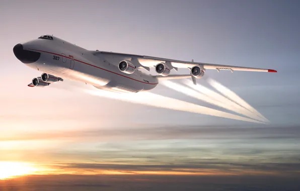 Picture Sunset, The sky, Clouds, The plane, USSR, Mriya, Antonov 225, Antonov