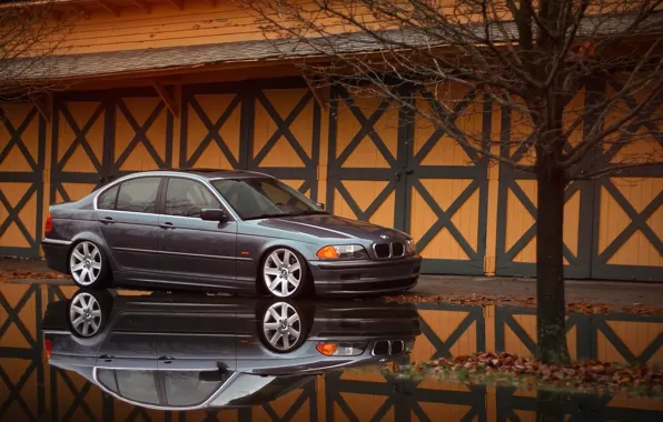 Picture reflection, BMW, BMW, puddle, grey, E46, The 3 series, 325