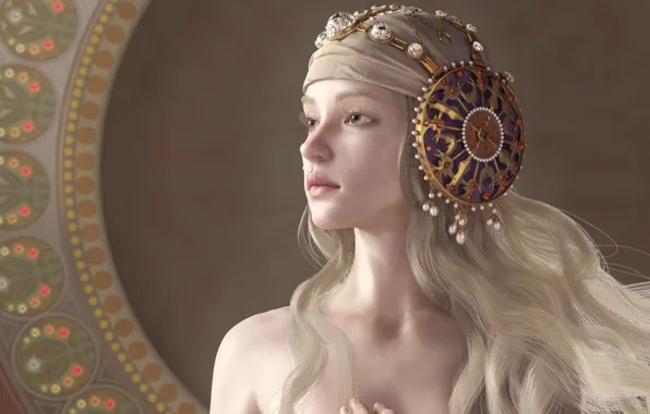 Girl, decoration, background, pattern, hair