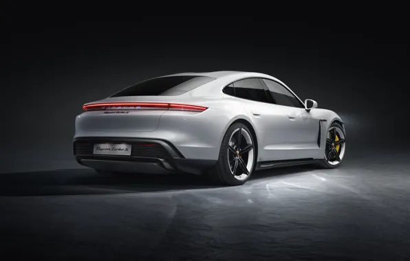 Porsche, rear view, Turbo S, 2020, Taycan