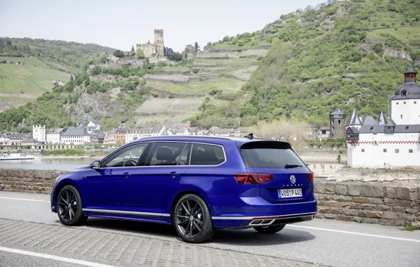 Picture blue, Volkswagen, on the shore, universal, Passat, R-Line, Variant, 2019