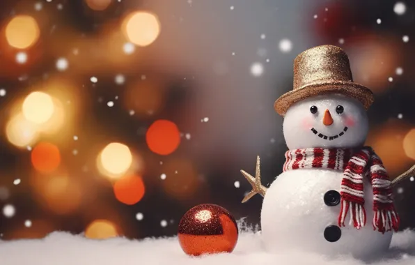 Picture winter, snow, New Year, Christmas, snowman, Christmas, winter, snow