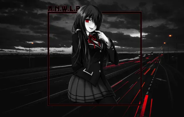 Girl, anime, night city, date a live, Kurumi Tokizaki, madskillz, Kurumi, Tokizaki Kurumi