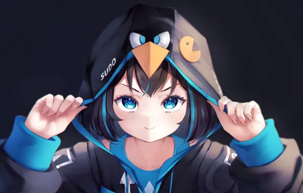 The dark background, anime, Linux, Arch Linux, anime girls