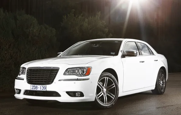 The sun, background, Chrysler, Chrysler, sedan, 300C, white.the front