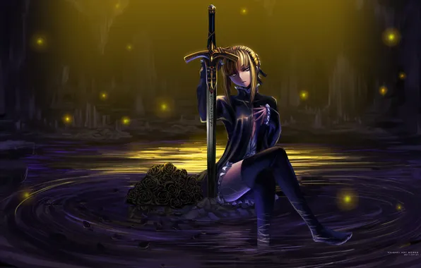 Look, girl, saber, Fate, stay night