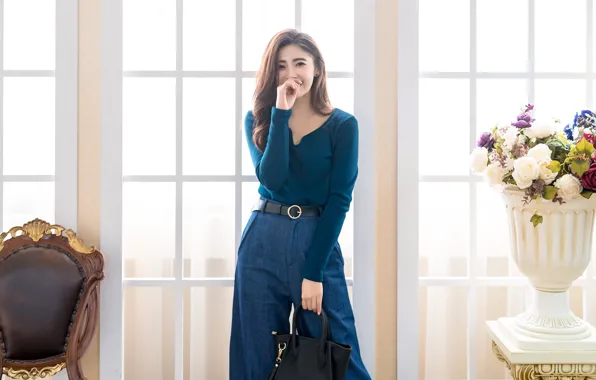 Picture girl, style, background, Asian