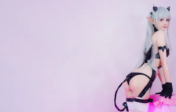 Girl, sexy, lingerie, ass, pantsu, bra, panties, thighhighs