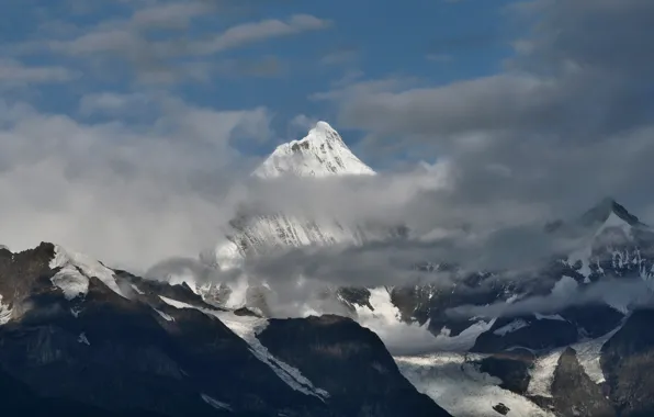 Snow, mountains, Tibet