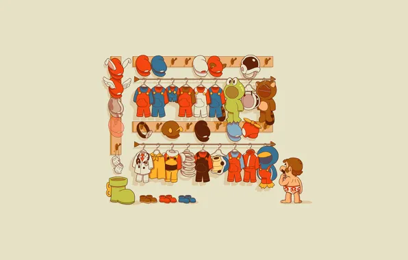 Cartoon, clothing, the game, Mario, the trick, cartoon, funny, mario