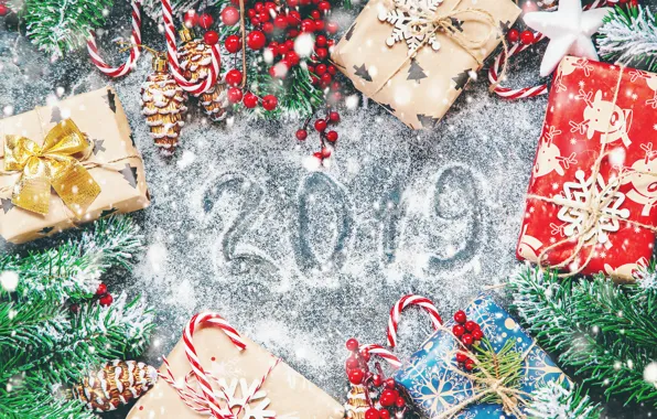 Decoration, New Year, Christmas, gifts, happy, Christmas, wood, New Year