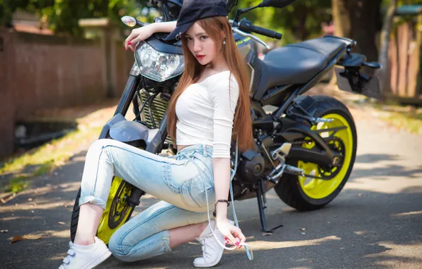 Summer, face, style, hair, figure, motorcycle, Asian, cutie