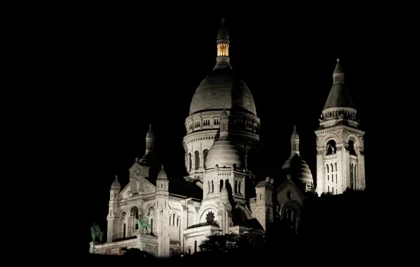 Paris, night, Architecture, Basilique, Capital