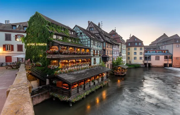 Picture bridge, France, building, home, channel, Strasbourg, France, Strasbourg