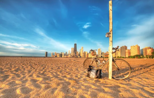 Sand, beach, bike, photo, city, post