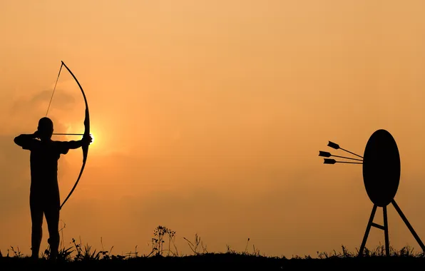 Picture sunset, arrows, archery