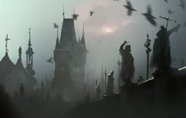 Bridge, fog, bridge, art
