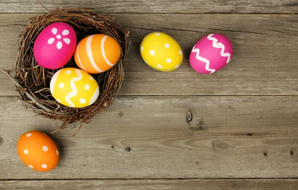 Picture eggs, colorful, Easter, happy, wood, spring, Easter, eggs
