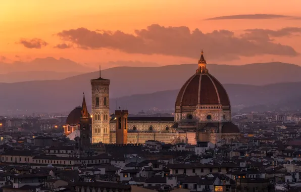 The evening, Italy, panorama, Cathedral, Florence, Santa Maria del Fiore