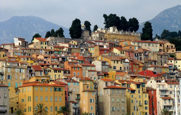Picture Menton, France, mountains, home