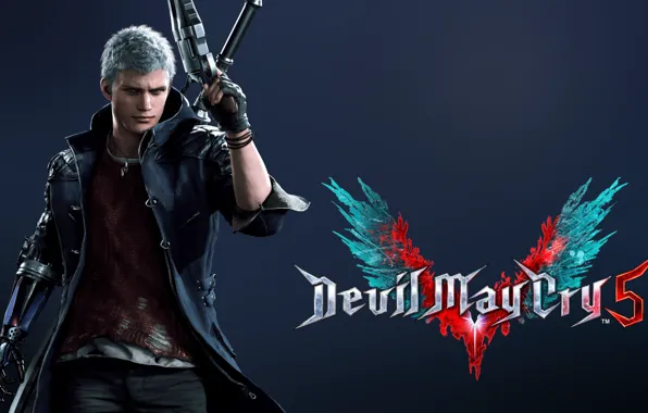 Wallpaper guns, sword, Dante, DMC, red coat, Dante, game