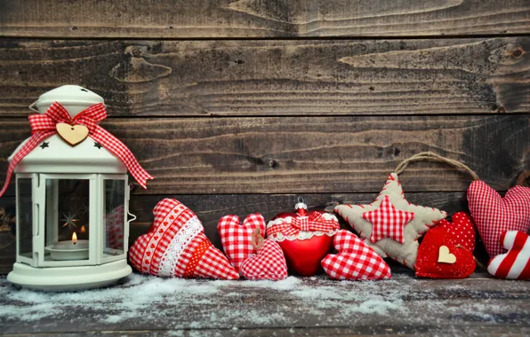 Picture snow, New Year, Christmas, lantern, heart, wood, merry christmas, decoration