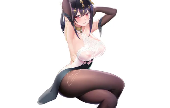 Girl, white, hot, sexy, nipples, boobs, anime, stockings