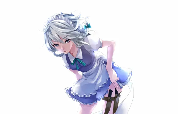 Girl, knives, Art, dresses, white background.