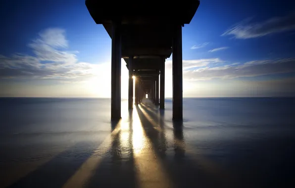 Sea, light, landscape, bridge, support