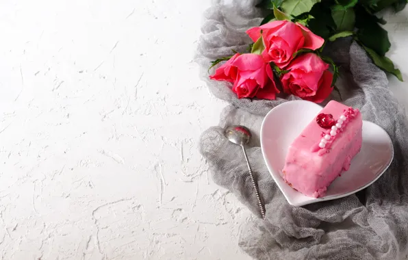 Wallpaper bouquet, roses, cake, J.Chizhe