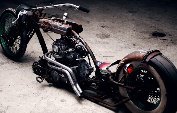 Bike, Custom, Low, Motorbike, Hot rod, Rat Look