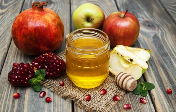 Picture apples, Bank, still life, honey, garnet