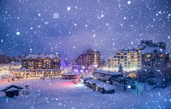 Winter, The city, City, Winter, Snowfall, Snowfall