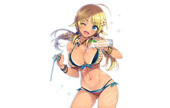 Girl, sexy, boobs, anime, beautiful, pretty, erotic, blonde