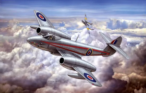 The plane, fighter, art, artist, weapons, jet, British, first