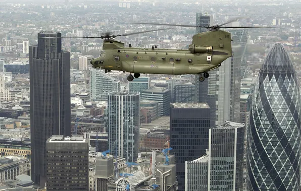 The city, helicopter, Chinook