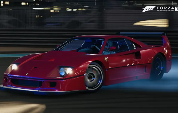 HDR, Ferrari, F40, Drift, Lights, Smoke, Game, Competition