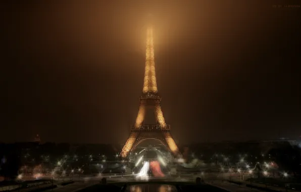 Night, the city, photo, tower, Paris, treatment, Paris, picture