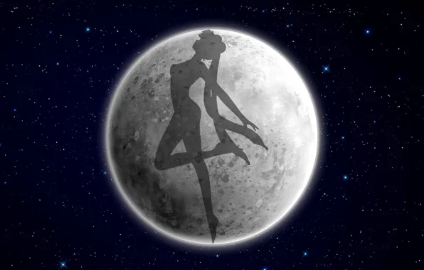 The sky, girl, the moon, feet, anime, hairstyle, the animated series, bows