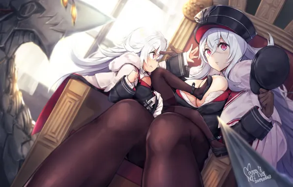 Picture girl, Azur Lane, fight, art, girl