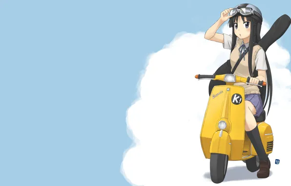 Guitar, moped, K-ON, Akiyama Mio, anime.