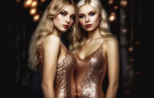 Look, girl, pose, the dark background, girls, holiday, portrait, makeup