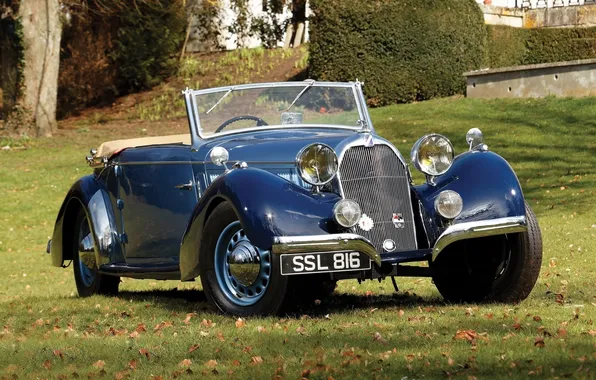Grass, blue, retro, the front, 1938, Cabriolet, beautiful car, T23