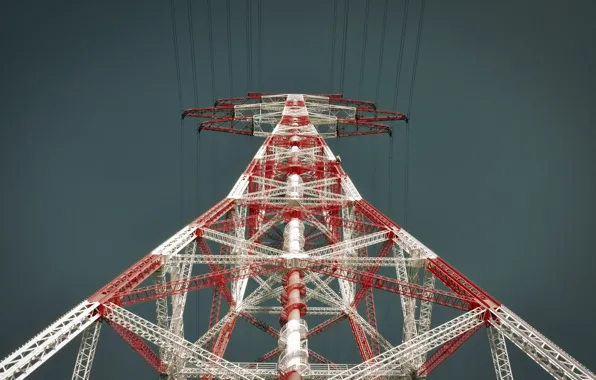 The sky, background, power lines