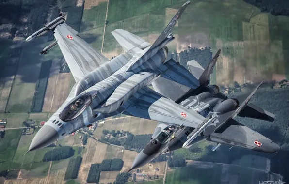 Fighter, F-16, The MiG-29, Pilot, F-16 Fighting Falcon, Cockpit, Polish air force, ILS