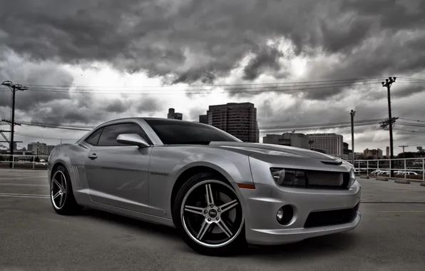 The sky, clouds, silver, silver, Chevrolet, camaro, chevrolet, new